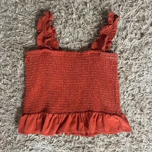 Haute Monde Smocked Crop Top - Rust